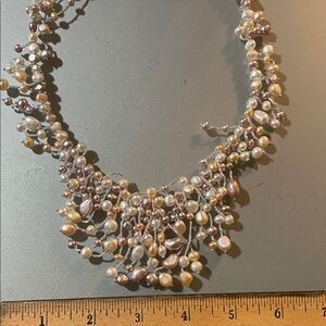 Multicolored Natural Pearl Cluster Necklace